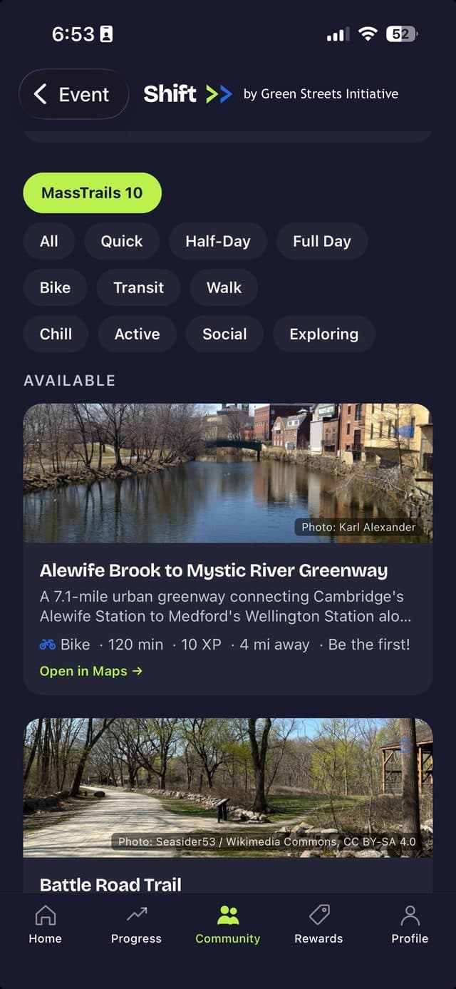 Shift Roam adventures screen